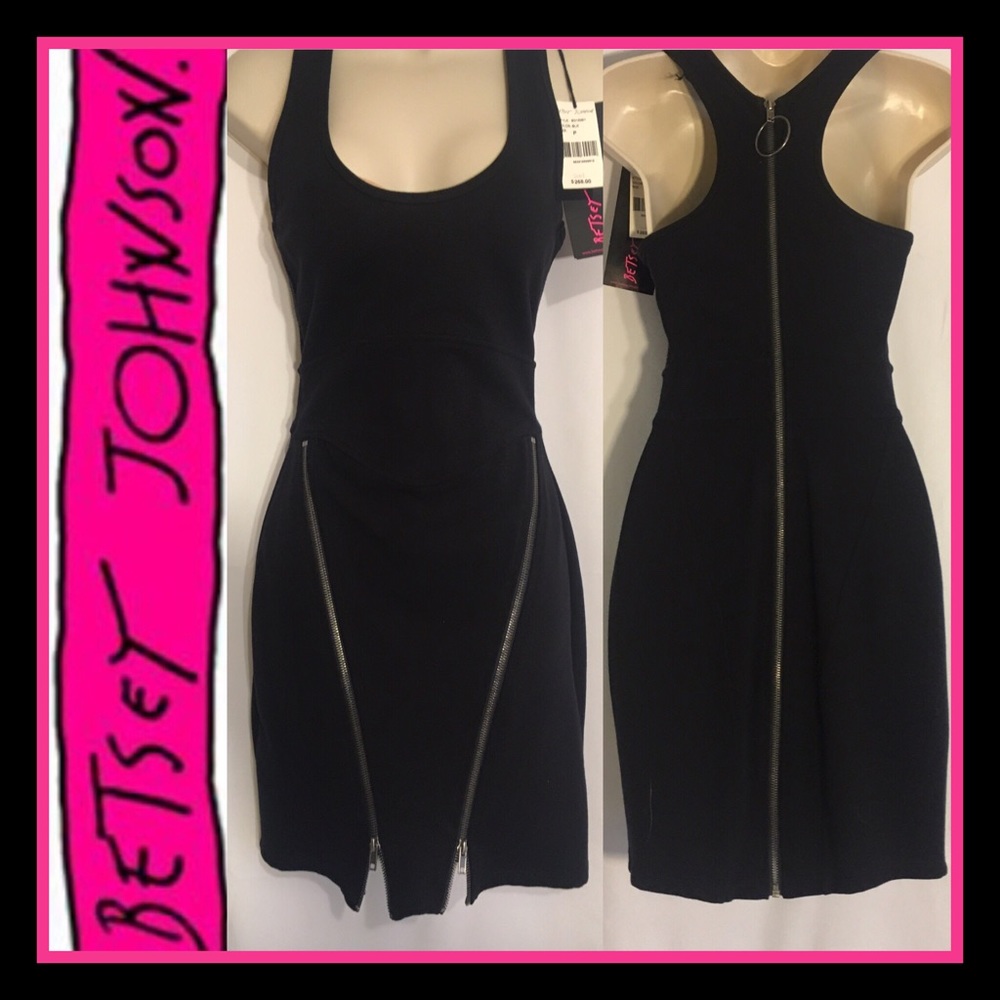 NWT $268 Betsey Johnson Black -Sexy Zippy Dress - Picture 5 of 8